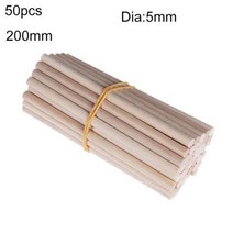 소나무 둥근 나무 막대 스틱 50 개 프리미엄 내구성 장부촉 건물 모델 목공 DIY 공예용, 50pcs-200x5mm