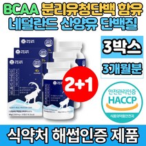 코스트코 네덜란드산 퀄리고트 산양유 씹어먹는 단백질 보충제 알약 정 BCAA 분리유청 단백 분말 밀크 칼슘 운동 전 후 프로틴, 3박스, 30정