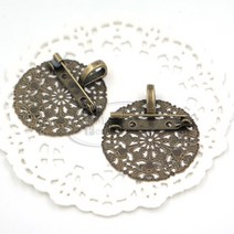 [후야몰]원형꽃 브로치 메달뒷장식 신주 브로치핀 퀼트 프랑스자수 DIY 당일발송, 원형꽃브로치메달뒷장식-신주