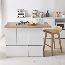 필웰 데이아 아일랜드식탁 완전수납 DVX TB9459 홈바 주방수납장, 잉글리쉬월넛:좌측형