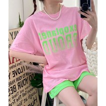 형광나염 여름반팔 박시롱 티셔츠