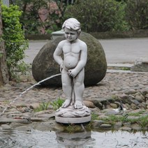 정원 천사 오줌싸개 동상 소년 테라스 장식 분수, 앤틱 화이트