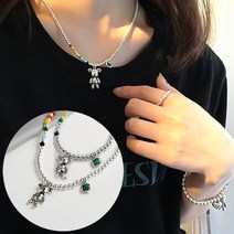 {레오넬} 925실버 볼륨 테디베어 실버볼 비즈 큐빅참 목걸이 / 팔찌 곰돌이 목걸이 비즈 목걸이