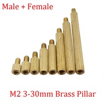 10개 세트 M2 3-30mm 황동 원형 널 수컷 암수 스탠드 오프 스터드 보드 나사산 기둥 PCB 메인 스페이서 볼트 나사 너트, [10] 18mm