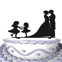 Meijiafei Personalized Bride and Groom with 2 Little Girls Dancing Wedding Decoration, 1