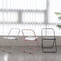 에이드 플리아 체어 투명의자 투명접이식의자 인테리어 접이식의자, 에이드-라인화이트(PE)