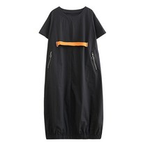 린넨 원피스 마 빅사이즈 롱 리넨 여성용 그린 빈티지 히트 컬러 드레스 지퍼 포켓 반팔 루즈 캐주얼 긴 여름 패션 옷