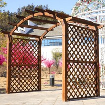 파고라제작 그늘막 원두막 캐노피 옥상 파고라 제작 맞춤형 부식 방지 목재 포도 격자 야외 안뜰 간단한 목조 주택 빌라 가구 레저 파빌리온 정원 단단한 산책로, B.호 길이 3.05미터 x 높이 2.5미터 x 폭 2