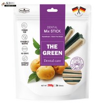 더그린 강아지 덴탈케어 입냄새제거 양치껌 그린 믹스 스틱껌, 1팩, 믹스스틱 36P (288g)