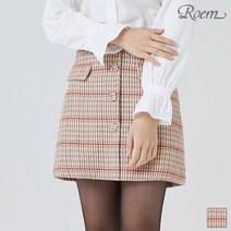 (RMWH94TR11) 로엠 단추 포인트 체크 미니 스커트 RMWH94TR11