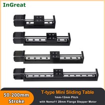 어닝레일 CNC 선형 레일 가이드 스테이지 T 형 미니 스테퍼 모터 액추에이터 50-300mm 스트로크 슬라이딩, 02 2mm Pitch_01 50mm