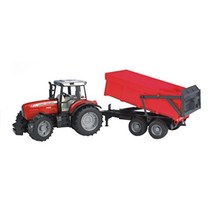 블루더 MF 7480 트랙터 & 레드 트레일러 BR02045