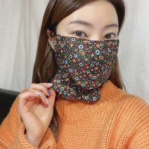 [미스블혹] 안감기모2단 햇빛가리개 꽃 무늬 무지 면 마스크, 블랙