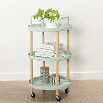 이월재고 등급행사 에보니아 카더 원형 3단 트롤리 수납선반 기저귀정리함 병원 미용실 주방 카트, 민트그린