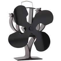 새로운 디자인의 4 개의 블레이드 목재 로그 버너 벽난로 용 열풍 스토브 팬 - 친환경 (검정)