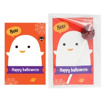 도나앤데코 할로윈 사탕홀더 BOO유령 주황 20p + opp접착 8 x 10 무지비닐 20p, 1세트