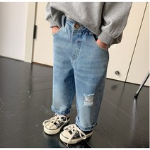 올어바웃주주 아동 와이드핏 청바지 초등 남아 여아 밴딩데님 밴딩청바지 데님팬츠 등원룩 소풍룩 찢어진청바지