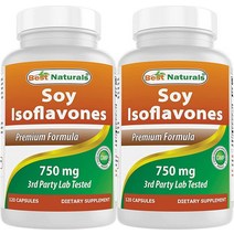 Best Naturals Soy Isoflavones 여성용 750mg 캡슐 120개 206216, 120 Count (Pack of 2)
