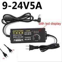 220V 9V-24V 1A 3A 5A 범용 충전기 가변 전원 공급 장치 어댑터 플러그 5V 12V 24V 18V DC 컨버터 커넥터 변압기, 9V-24V 5A_EU | With 34pin DC p