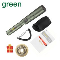 tc-110 휴대용 금속 탐지기 휴대용 360 위치 막대 탐지기 ip68 방수 정확한 소리 진동 알람 무료 선물, 초록