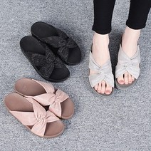 준디자인 국산 5cm 키높이 리본 여성 슬리퍼 통굽 굽높은 실내화 푹신한 발편한 쿠션 엑스 크로스 발이 편한 사무실 사무용 여자 명품 굽있는