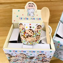 짱구는못말려 세라믹 머그잔 스푼 세트 300ml 도자기 머그컵 물컵 귀여운 짱구 캐릭터 굿즈 친구 생일 선물, B