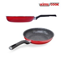킴스쿡 이지쿡 가스레인지용 26cm 후라이팬 구이 팬 레드