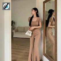 부츠컷 팬츠 여성 스판 앞트임 옆트임 밴딩 슬랙스