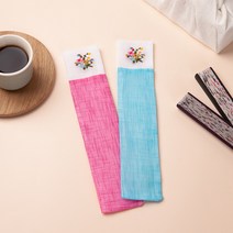 하마공방 고급 색동 모시 꽃자수 휴대용 전통 부채집, 연보라색, 1개