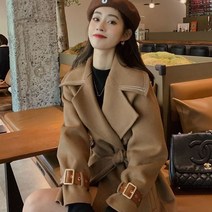 FANSYLI 여성 겨울 카멜 캐시미어 핸드메이드 코트 하프 기장 11F