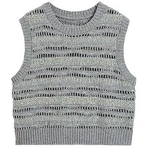 아스카와 신주 스트라이프 빅사이즈 캐주얼 펀칭니트