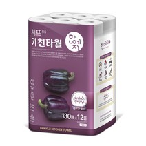 한예지 안심 천연펄프 키친타올 130매, 4팩, 12롤