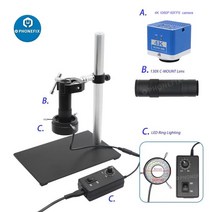 광학현미경 초정밀 산업용 디지털 현미경 카메라 세트 범용 USB 360 ° 회전 가능한 관절 매직 암 130X, 10 4k camera set