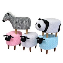 슈퍼홈 링고 동물 양 곰 얼룩말 스툴 화장대의자 원목 의자, 화이트