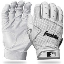 Franklin Sports MLB 배팅 장갑 - 2nd Skinz 성인용 야구 타격용 L 화이트 바이오더, Youth Medium