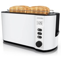 Arendo 아렌도 스테인리스 스틸 토스터 4구 롱 슬롯 1500W 화이트, 쿨 그레이