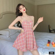 가바바 여성 나시 원피스 비비드한 색감이 러블리한 체크 나시 미니원피스 G51924