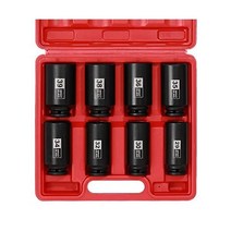 EMENTOL 8피스 1 3cm(1/2인치) 드라이브 딥 스핀들 차축 너트 임팩트 소켓 세트 CR-MO 12 포인트 미터법 딥 세트-29 30 32 34 35 36 38 39mm, 8PCS (29mm - 39mm)