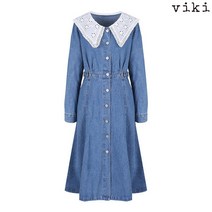 22 레이스카라 버튼 데님 원피스 (TFOKI2507)