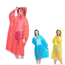 프리사이즈 투명 형광색 레인코트 비옷 캠핑용 비상용 등산준비물 PE소재 손목밴딩 백패킹