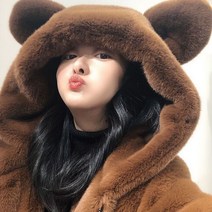 겨울 큐트 곰돌이 귀 털 보온 와이드 루즈 핏 밍크 털 하프 기장 모피 코트 여성 퀄리티 품질 좋은 트렌드 디자인 스타일