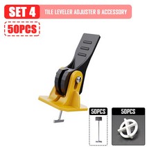 50pcs 타일 레벨러 조절기 건설 도구 1.5mm 플라스틱 스페이서 위치 누워 레벨링 공구 부품, [03] Set 4 With Accessory