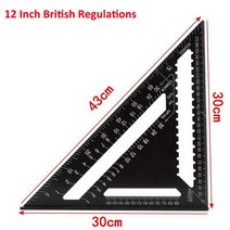 7/12 인치 삼각형 눈금자 직선 각도 규칙 측정기 목공지도 제작 도구, 12인치 임페리얼 유닛