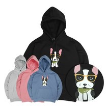 JYFASHIOIN 프렌치불독 후드티 강아지 그래픽 빅사이즈 후드 티셔츠