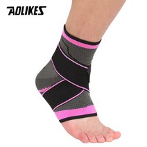 발목보조기 발목 보호대 족하수 관절 재활 고정기 aolikes 1 pc 스포츠 중괄호 압축 스트랩 슬리브 지원 3d weave elastic bandage 발 장비 체육관 피트니스, 분홍색, l