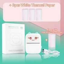 포토 프린터 휴대용 무선 블루투스 안드로이드 IOS 감열식 57mm 고양이 모양 사진 포켓, Blue 3 White Paper_CHINA