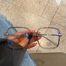 2021 새로운 사각형 안경 둥근 얼굴 얇은 초경량 일반 투명 프레임 여성용 안티 라이트 평면 거울의 한국어 버전