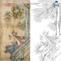 율아트 봉황도 5 민화그리기 도안 본그림, 고급 닥순지, 대형(추천)