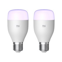 헤이홈 IoT 스마트LED 전구 밝기 색상 조절 조명 볼전구 E26, 1600만 컬러, LB032-RGBW, 2개
