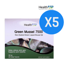 뉴질랜드 초록입홍합 오일 헬스업 그린머슬 7500 240캡슐 파란 홍합 오일 푸른 청홍합 green mussel 7500+사은품, 5개